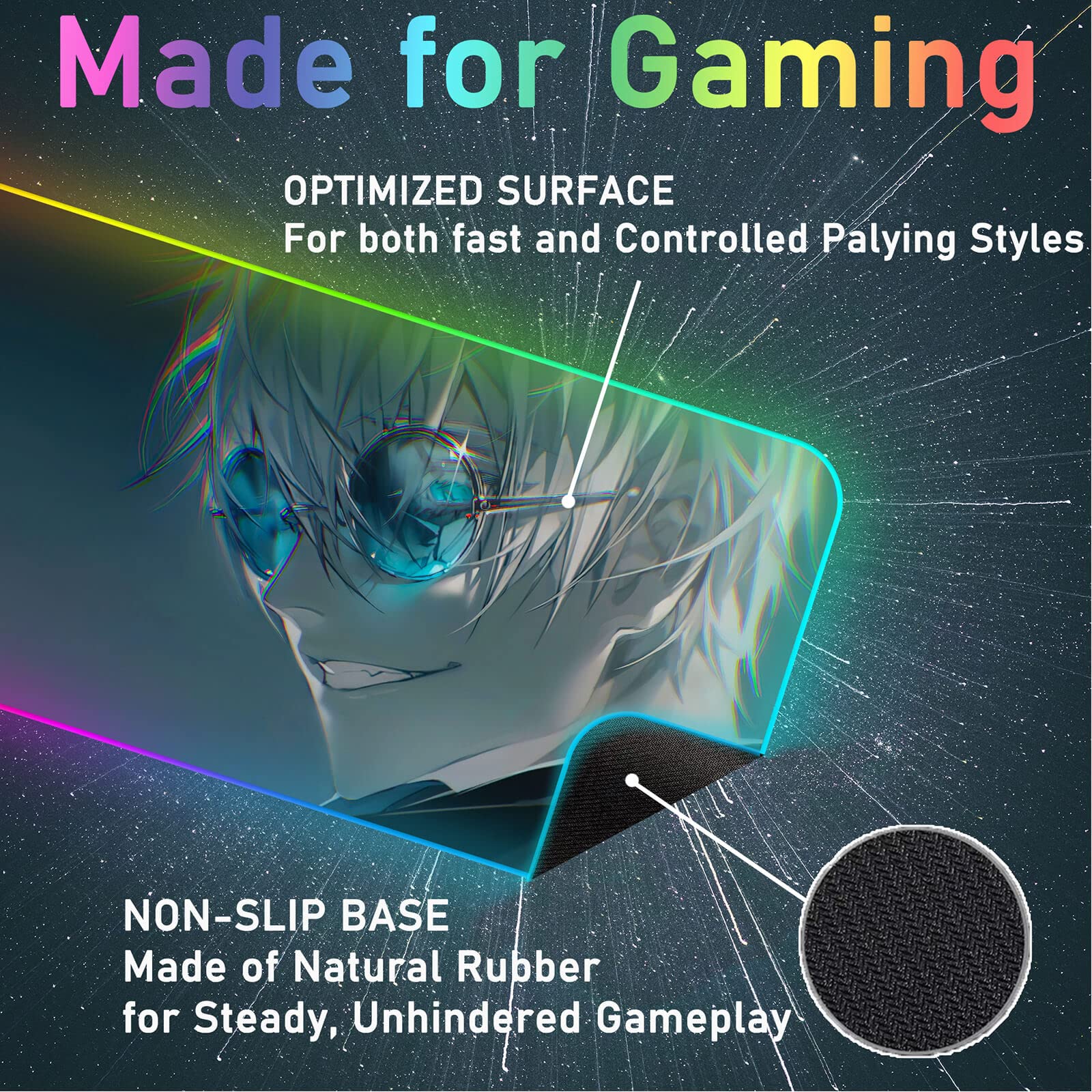 Amazon.co.jp: RGB 呪術廻戦 アニメ マウスマットパッド、Uminino LED
